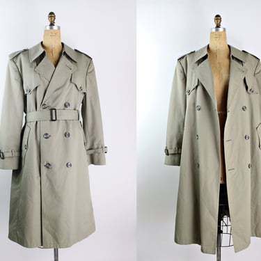 70s Christian Dior Monsieur Double Breasted Wool Lined Trench coat 42S / Dior Men's Trench Coat / Classic Coat / Taupe trench coat 