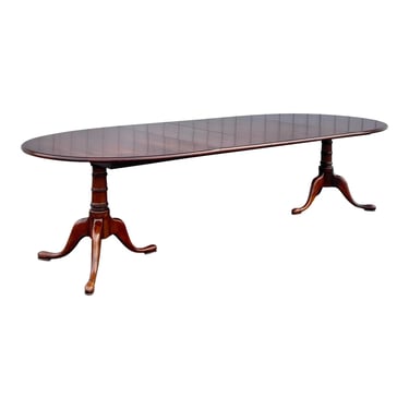 Statton Furniture Double Pedestal Queen Anne Dining Table 