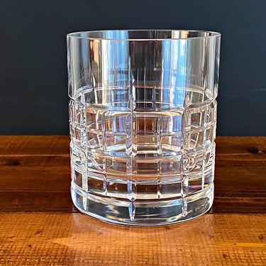 Single Waterford Crystal Whiskey Glass - Marquis Grid, Fine Cut Old Fashioned Tumbler with Heavy Bottom 