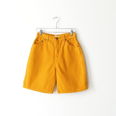 vintage 90s denim shorts, mustard yellow, size m 