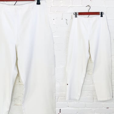 1990s White Cotton Stretch Pants | 90s White Stretch Jeans | NADIA Clothing Company | Pants 