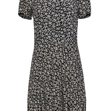 Polo Ralph Lauren - Black & Cream Floral Print Short Sleeve Dress Sz 6
