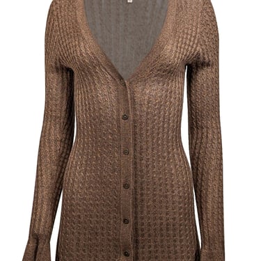 L'Agence - Moss Brown Cable Knit Cardigan Sz S