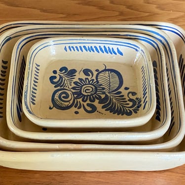 Vintage Mexican Pottery Nesting Trays 