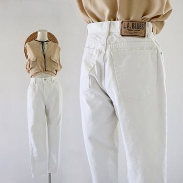 worrrn blanco jeans - 26 - vintage 90s y2k white womens summer denim pants high waist 