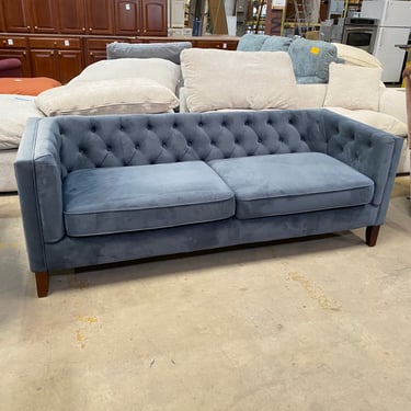 Velvet Wraparound Loveseat Sofa with Button Tufted Back