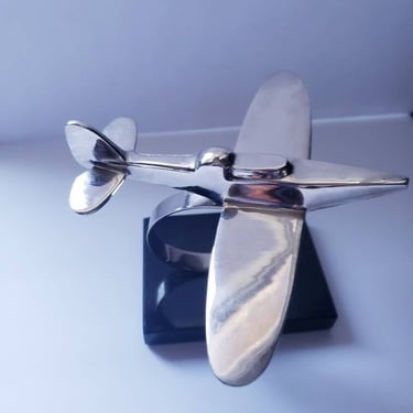 Mid Century Modern Chrome & Aluminum Aviation Sculpture Small Desktopp Airplane Model Gifts for Pilots 
