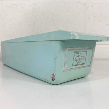 Vintage Egg Drawer Storage Handle Box Retro Kitchen Organization Home Decor Tray Container Refrigerator Baby Blue Hard Plastic 1950s 