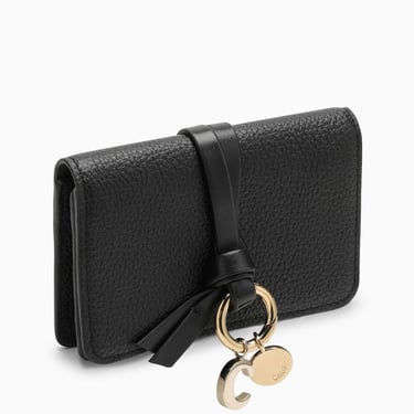 Chloe Black Leather Alphabet Card Case Women