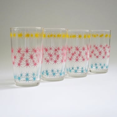 Hazel Atlas Atomic Starburst Glassware, Mid-Century North Star Drinkware 