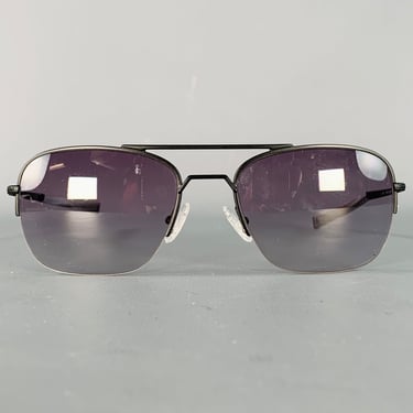 JOHN VARVATOS Black Gunmetal Metal Navigator Sunglasses