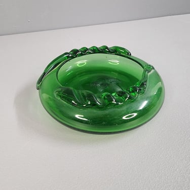 Green Blenko Style Glass Ashtray 