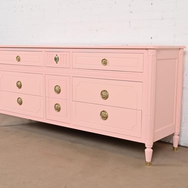Baker Furniture French Regency Louis XVI Pink Lacquered Dresser, Newly Refinished