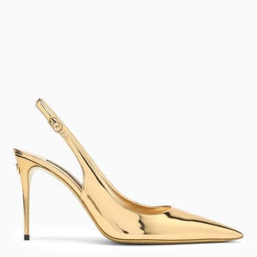 Dolce&amp;Gabbana Gold Metallic Leather Slingback Women