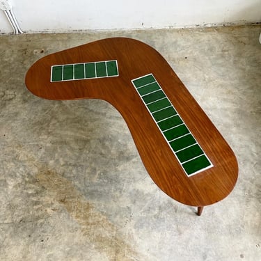 Mid Century Boomerang Coffee Table with Tile 
