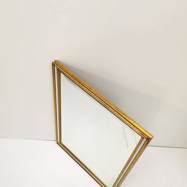 Mid-Century Vintage Gold & Silver Line Wall Mirror Italy 1960s 