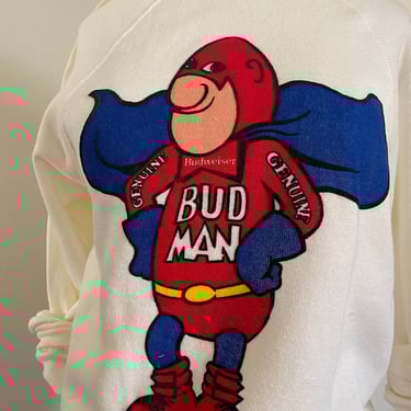 RARE Vintage 80s Budman Crewneck Sweatshirt from Budweiser; 87 Pannill Budweiser American Beer Vintage Crewneck ; Made in USA 