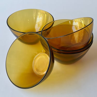 Vintage Amber Glass Bowls Soup, Cereal, Salad, Fruit/Dessert Bowls Arcoroc Bowls Made in France 