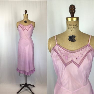 Vintage 50s slip | Vintage lavender lace dress slip | 1950s Barbizon full slip negligee 