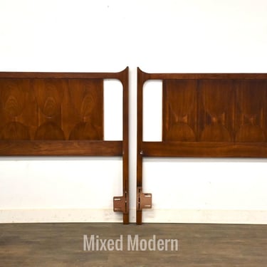 Refinished Broyhill Brasilia Walnut Twin Headboards - A Pair 