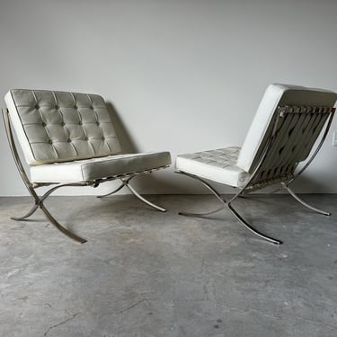 Modern Barcelona Chairs in the Style of Mies van der Rohe - A Pair 