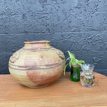 Midcentury Floral Pottery Vase