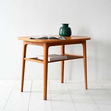 Vintage Scandinavian Oak Coffee Table with Slatted Shelf by Kägers Industrier AB, 1960s 