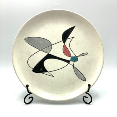 California Pottery Metlox Poppytrail Contemporama Dinner Plate, Pink, Gray, Turquoise, Black, Abstract, Mobile Vintage, MCM Mid Century 