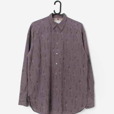 Vintage brocade geometrical shirt in mauve - Medium 