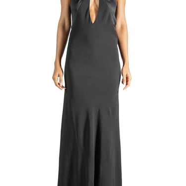 Morphew Collection Black Silk Charmeuse Versatile Iman Gown 