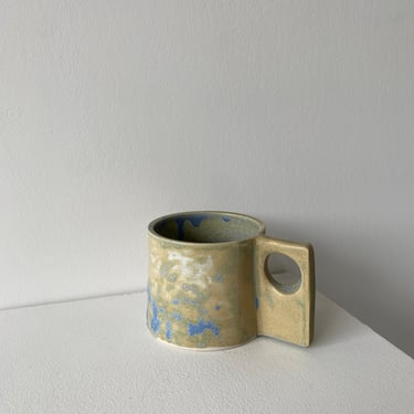 Handmade ceramic angular handle mug 