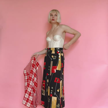 VTG 90s Michael Matisse New York Floral Skirt 