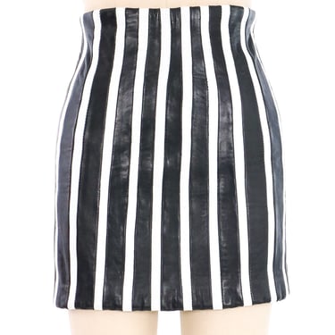 Striped Leather Mini Skirt