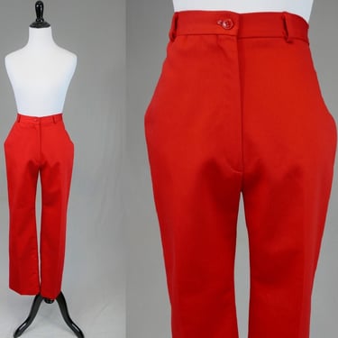 70s 80s Sears Red Pants - 27" waist - Vintage 1970s 1980s Trousers - 29.5" inseam 