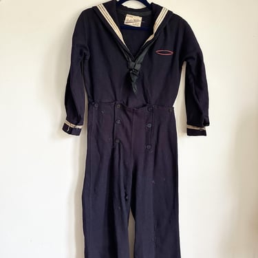 Vintage 1940s Child's Wool Sailor Suit / 10yr 