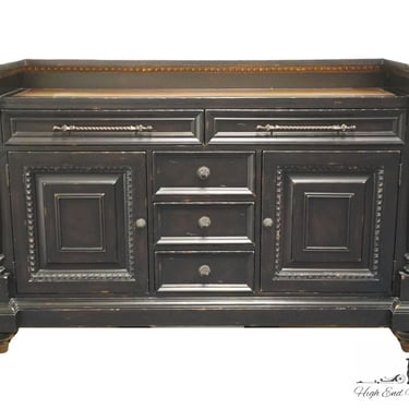 TOMMY BAHAMA Kingstown Collection Antiqued Black Painted Contemporary Modern 68" Sideboard Buffet w. Hammered Copper Top 