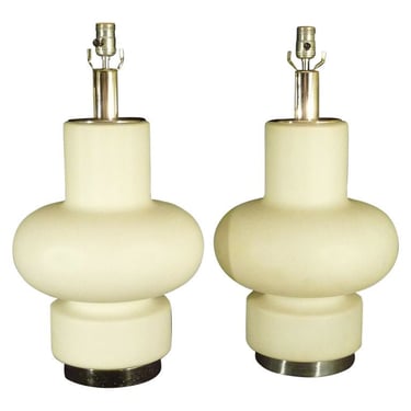 Mid Century Modern Pair of Bobo Piccilo Laurel Illuminated Table Lamps Italian 