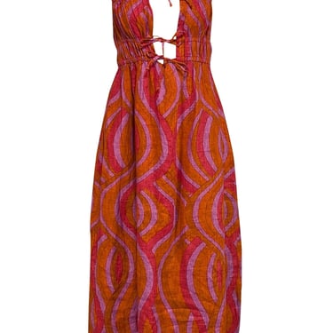 Faithfull the Brand - Burnt Orange, Magenta, & Purple Linen Dress Sz 6