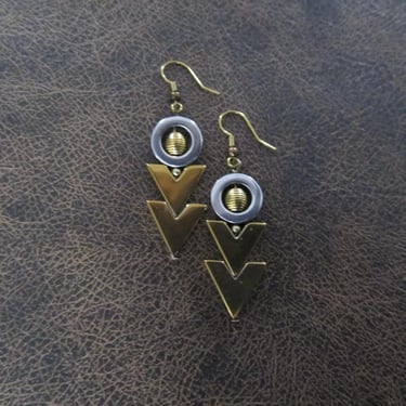 Modern hematite geometric earrings 