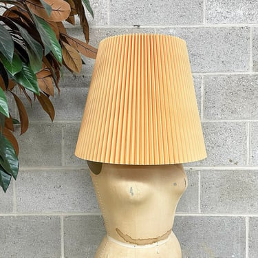 Vintage Lamp Shade Retro 1980s Contemporary + Pleated + Crimped + Accordion + Empire Shade + Peach + Lighting and Home Decor 