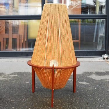 Iconic Teak & Jute Table or Floor Lamp by Ib Fabiansen for Fog & Morup