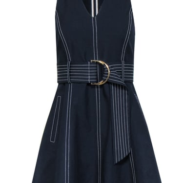 Diane von Furstenberg - Navy Cotton Blend A-Line Dress w/ Stitching Sz 2