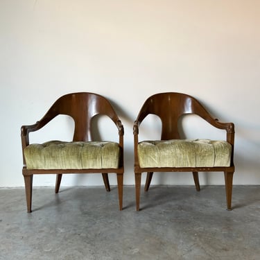 Michael Taylor - Style Spoon Back Club Chairs a Pair 