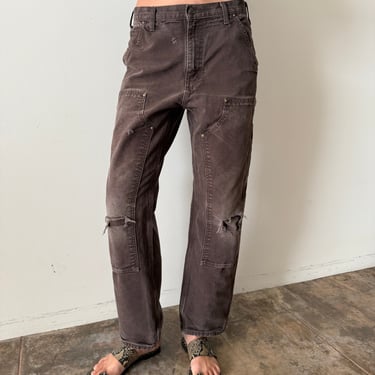 Chocolate Brown Carhartt Double Knee Work Pants 31w