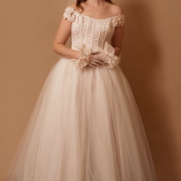 Blush Tulle Gown - M