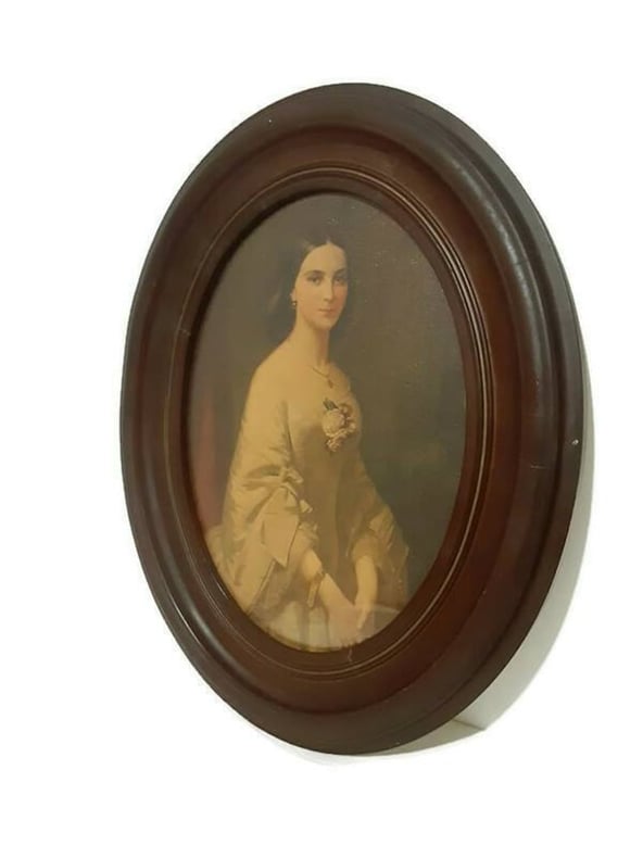 Antique Walnut Framed Portrait of Southern Belle by Erich Correns