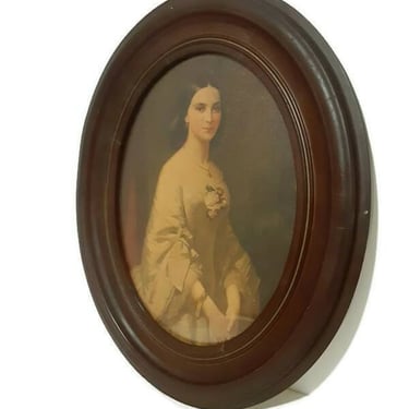 Antique Walnut Framed Portrait of Southern Belle by Erich Correns