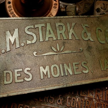 Original Antique N M Stark & Co Brass Bridge Plaque C1905