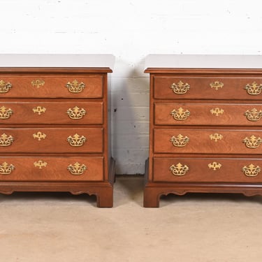 Drexel Chippendale Mahogany Four-Drawer Bedside Chests, Newly Refinished