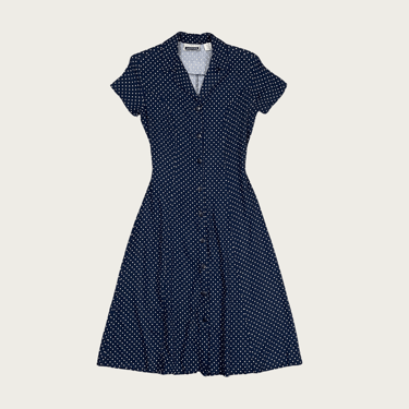 (M) Navy Blue Polka Dot Midi Dress